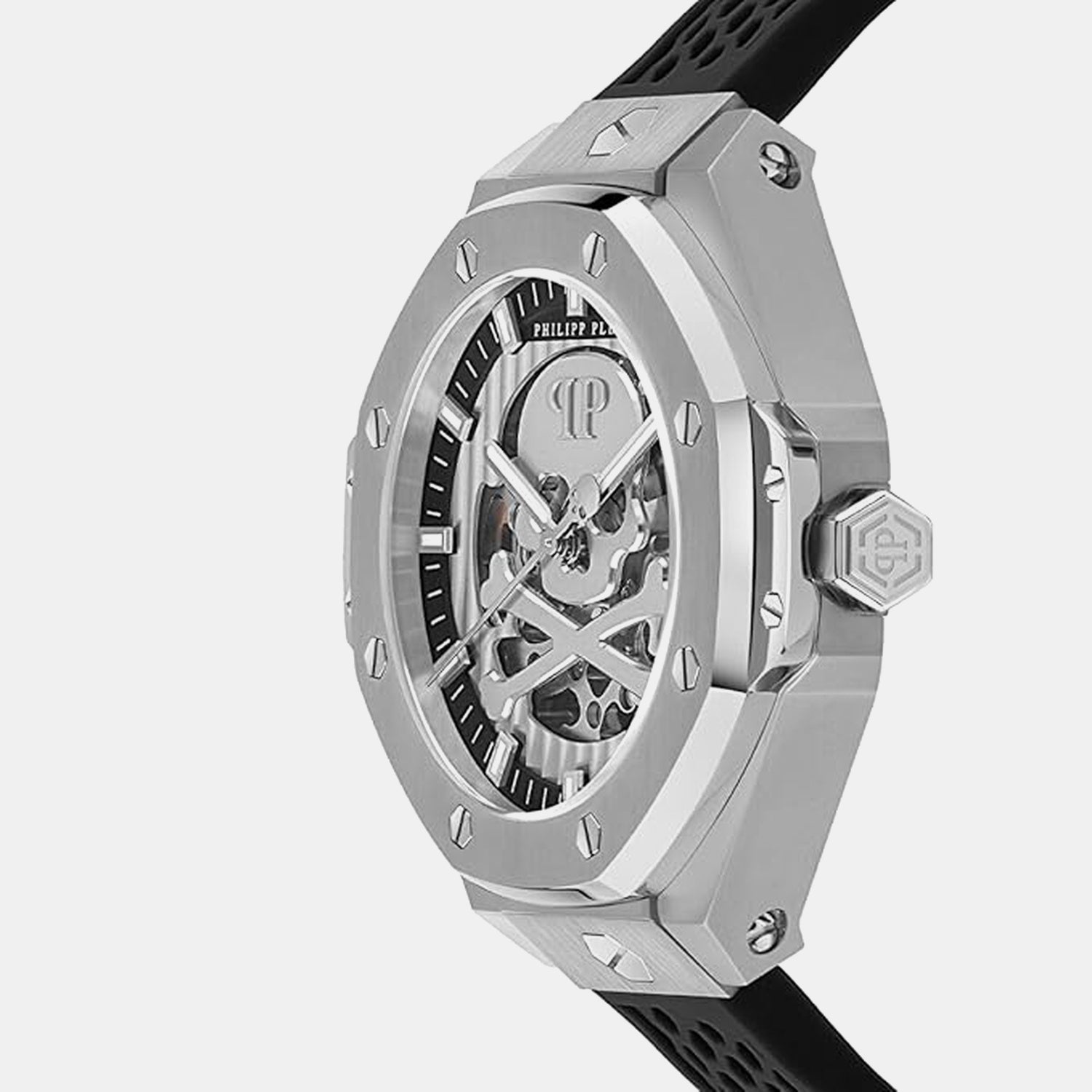 Men Automatic Silver Dial Analog Silicone Watch PWPFA0124