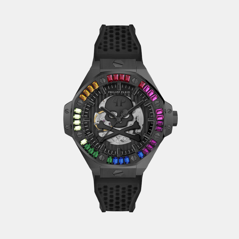 Men Automatic Black Dial Analog Silicone Watch PWPFA0424