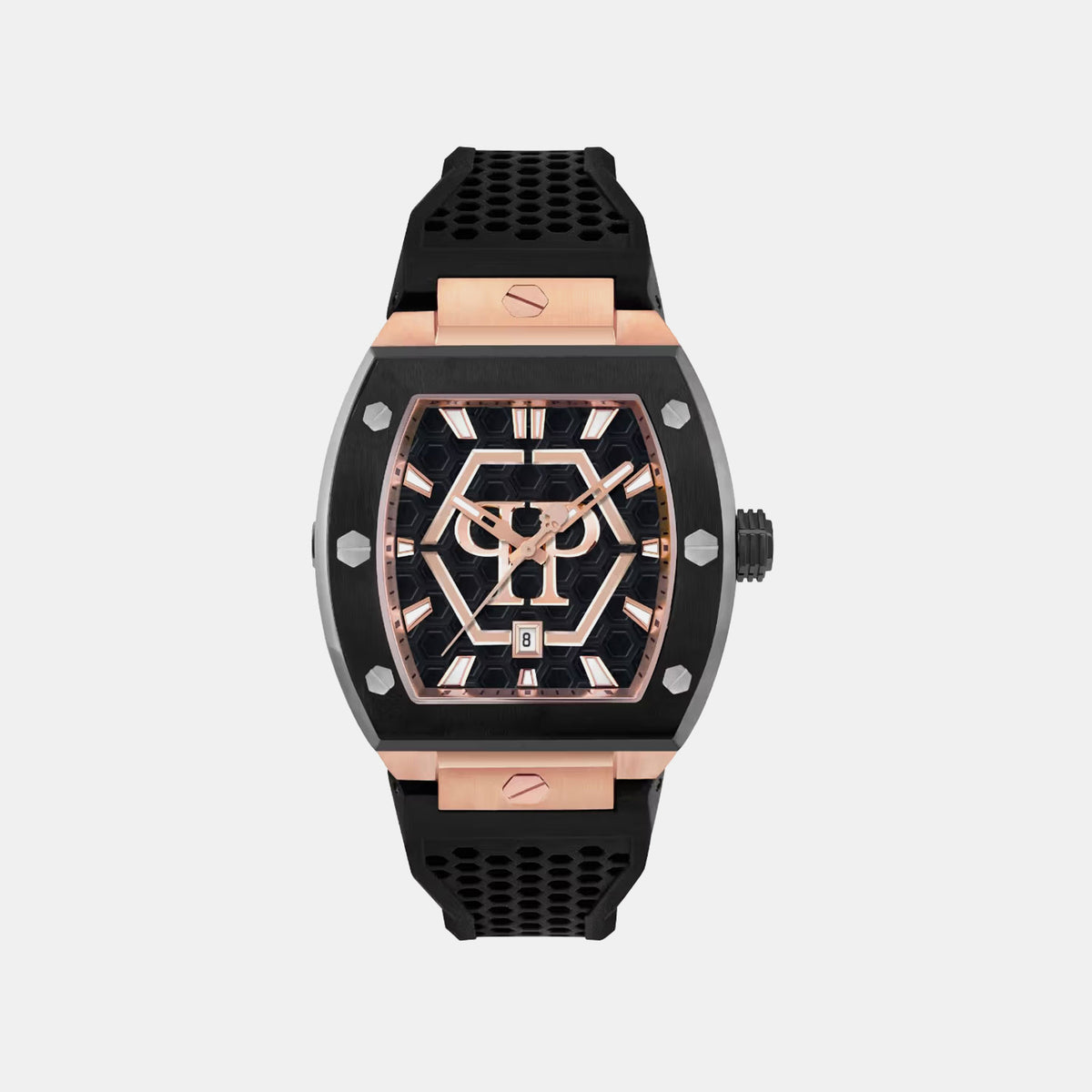 Pua-The Hexagon Phantom-P Men Quartz Black Dial Analog Silicone Watch PWPUA0124