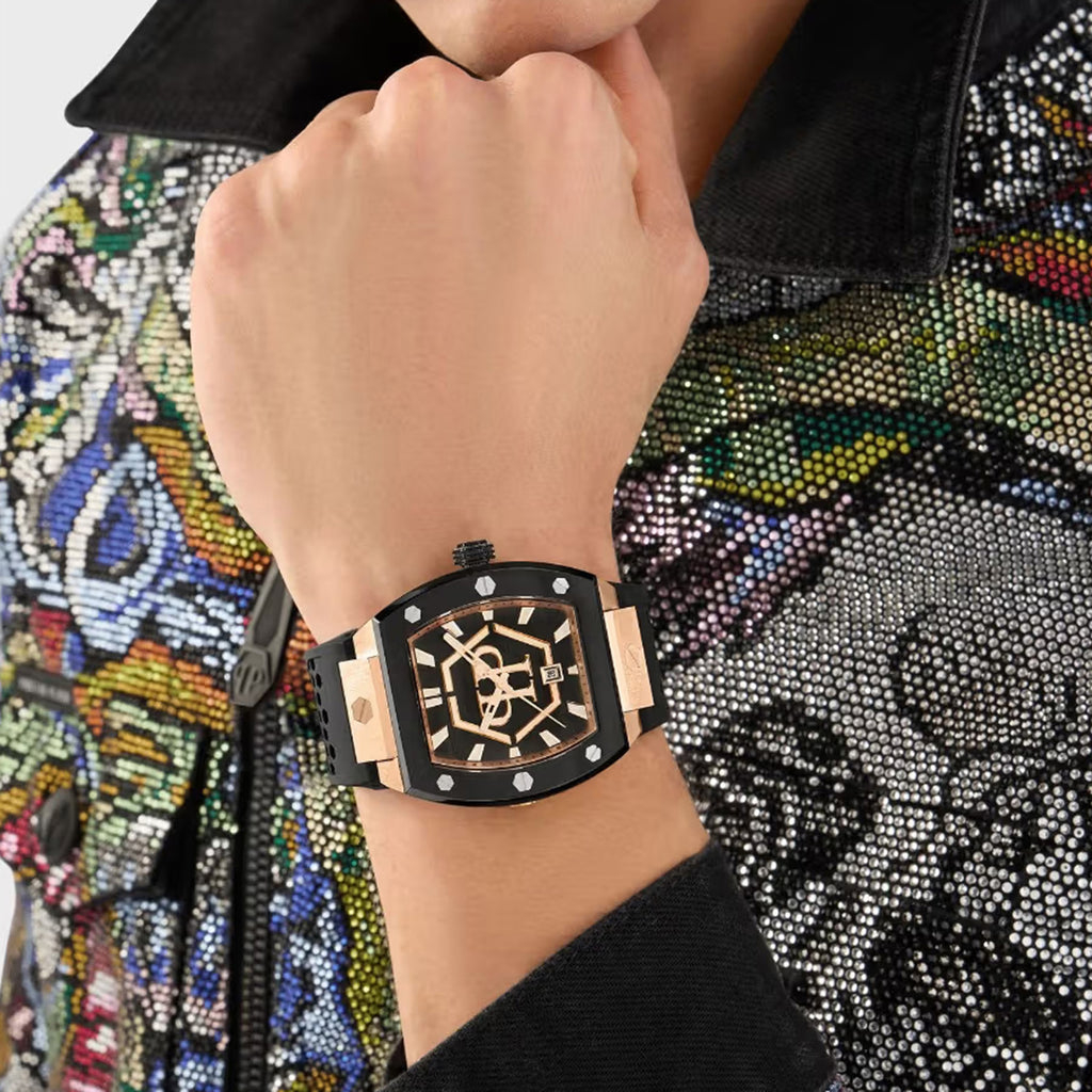 Pua-The Hexagon Phantom-P Men Quartz Black Dial Analog Silicone Watch PWPUA0124