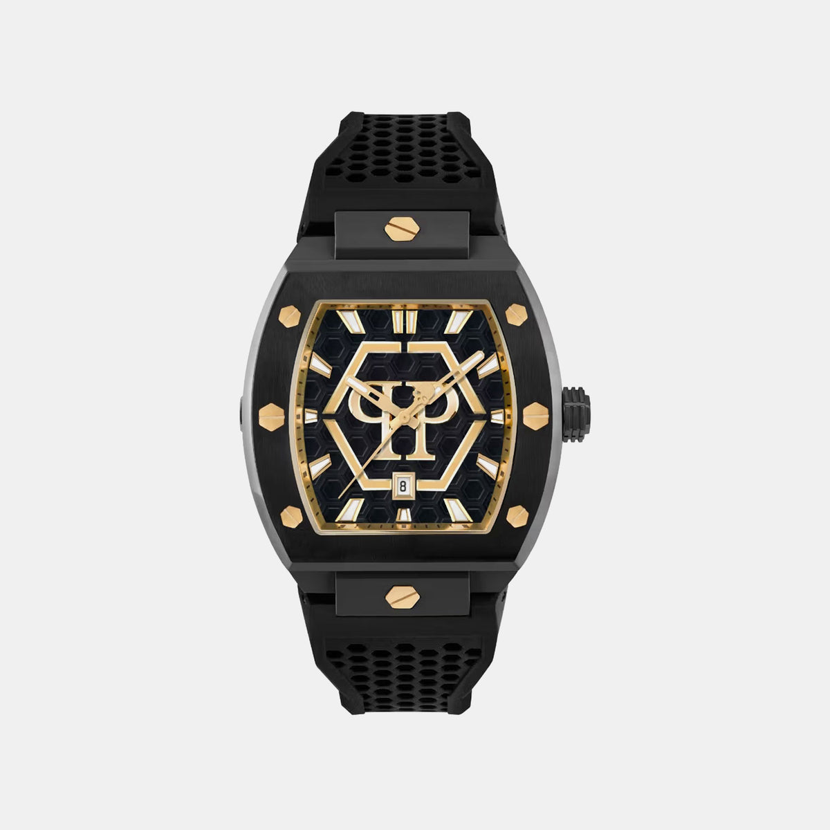 Pua-The Hexagon Phantom-P Men Quartz Black Dial Analog Silicone Watch PWPUA0224
