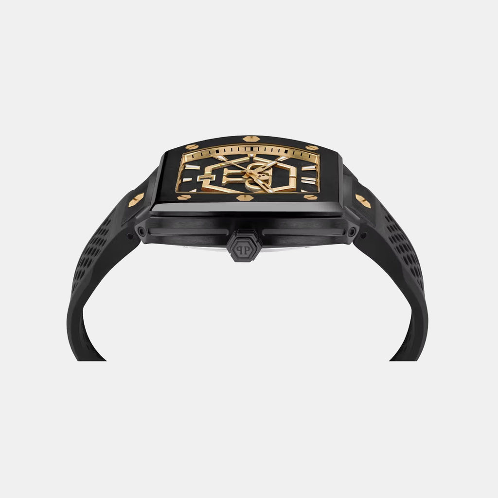 Men Quartz Black Dial Analog Silicone Watch PWPUA0224