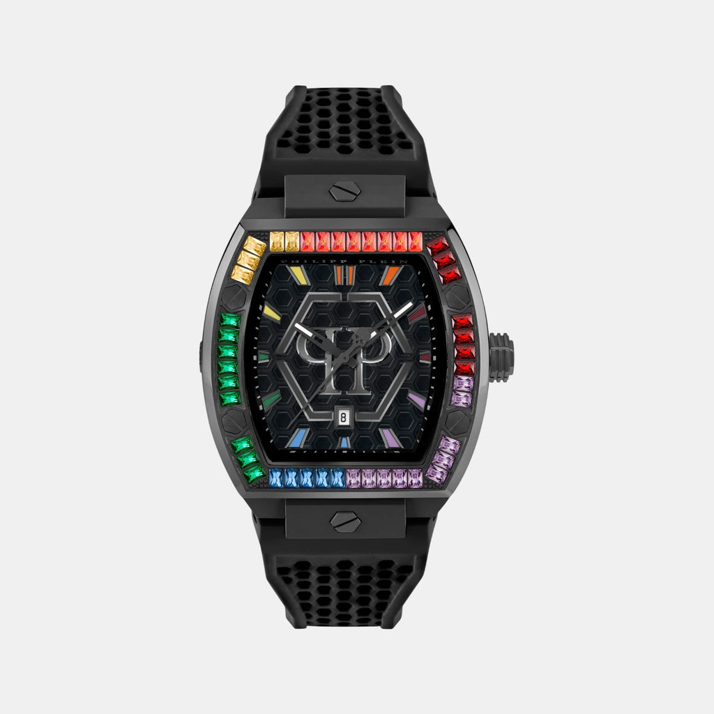 Men Quartz Black Dial Analog Silicone Watch PWPUA0324