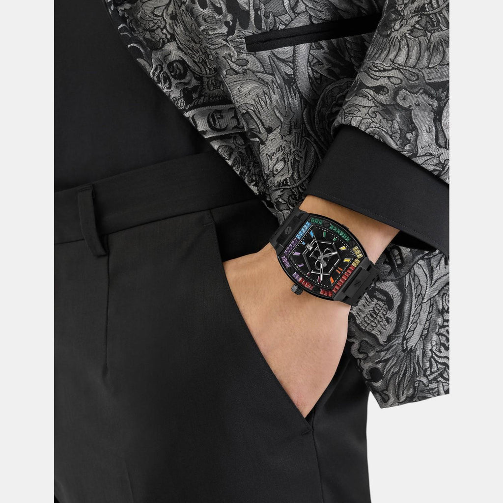 Men Quartz Black Dial Analog Silicone Watch PWPUA0324