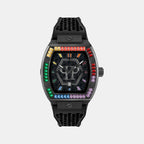 Men Quartz Black Dial Analog Silicone Watch PWPUA0324