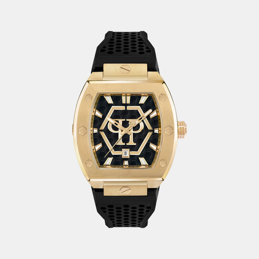 Men Quartz Black Dial Analog Silicone Watch PWPUA0424