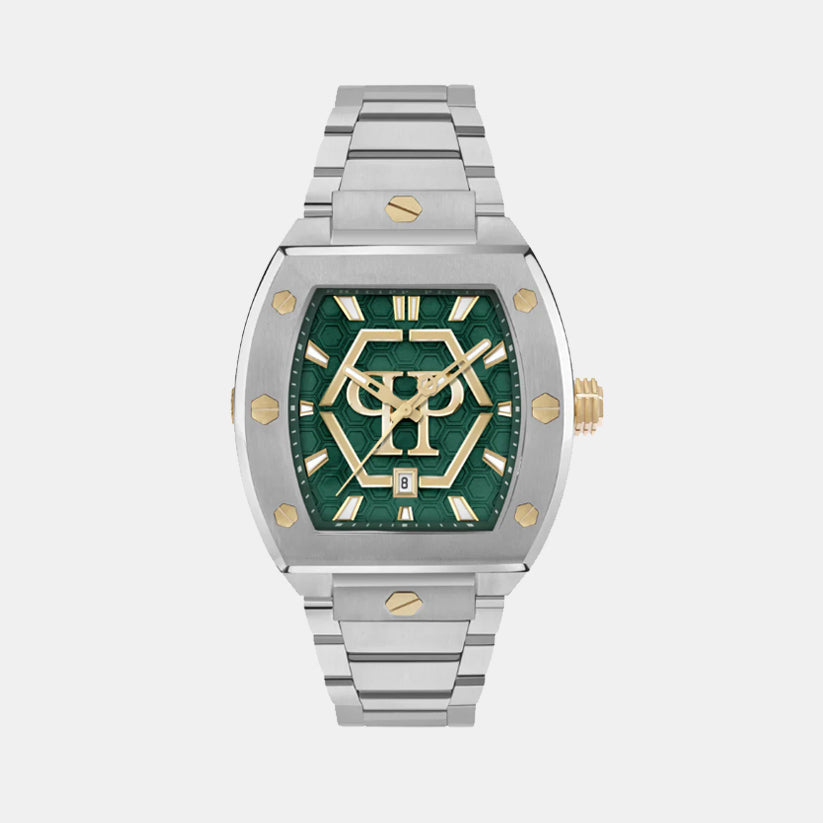 The Hexagon Phantom Men Quartz Green Dial Analog Stainless Steel Watch PWPUA0825