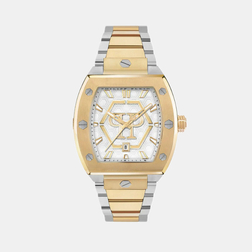 Hexagon Phantom Men Quartz Silver Dial Analog Stainless Steel Watch PWPUA0925