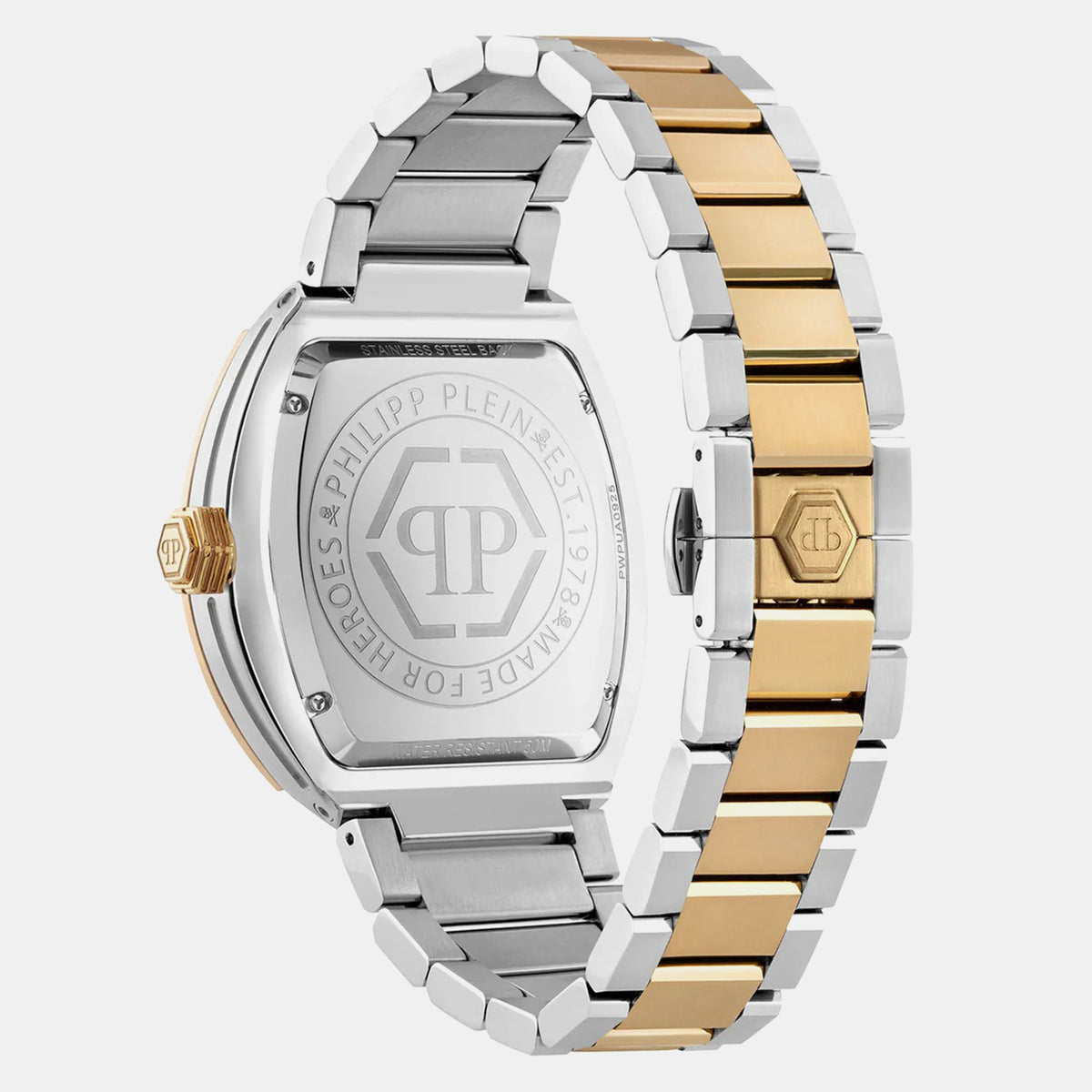Hexagon Phantom Men Quartz Silver Dial Analog Stainless Steel Watch PWPUA0925