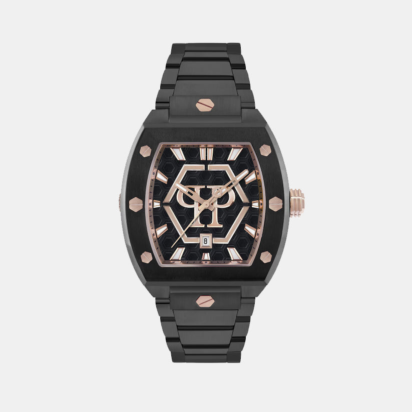 The Hexagon Phantom Men Quartz Black Dial Analog Stainless Steel Watch PWPUA1025
