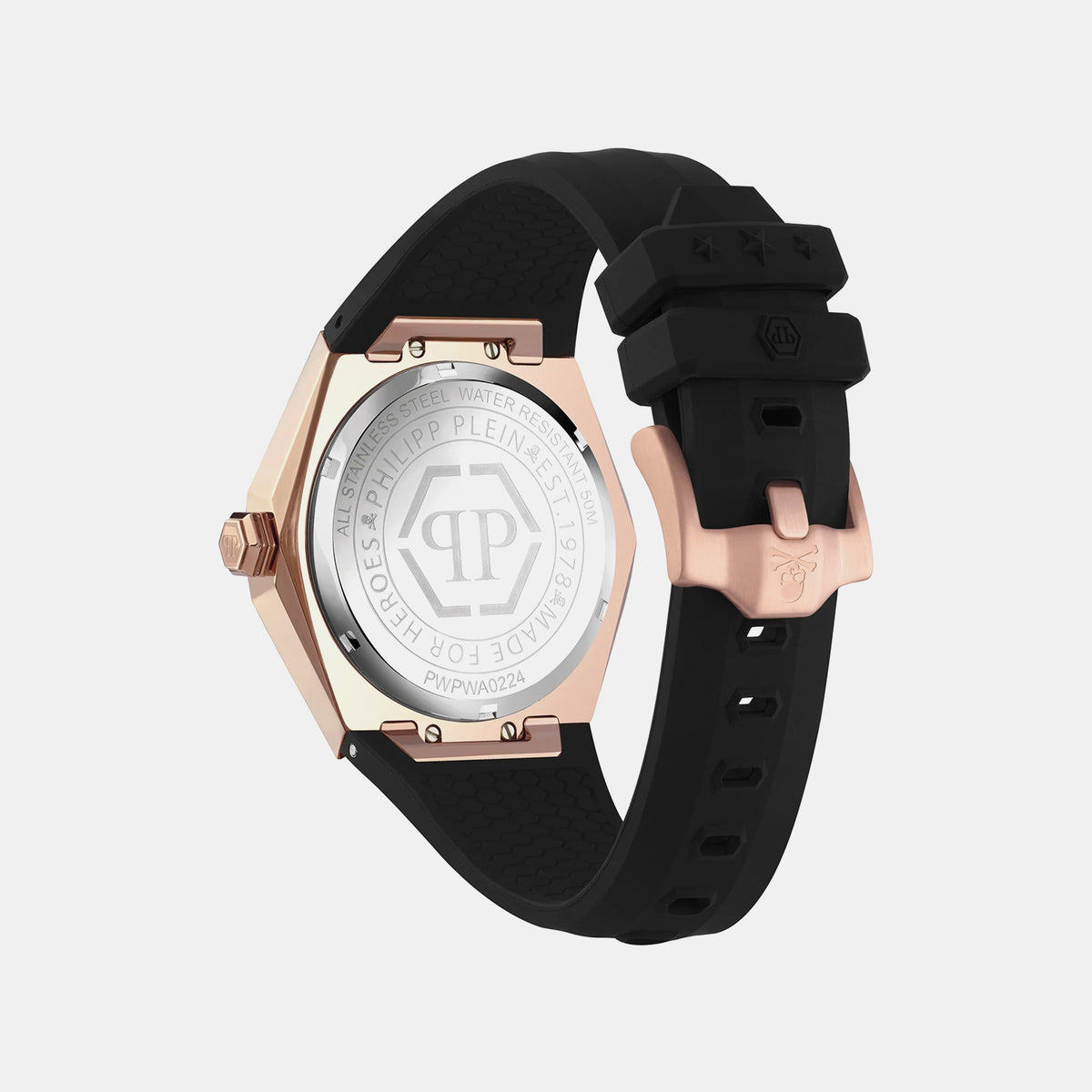 Pwa-The Skull Spikes-Pw Men Quartz Black Dial Analog Silicone Watch PWPWA0224