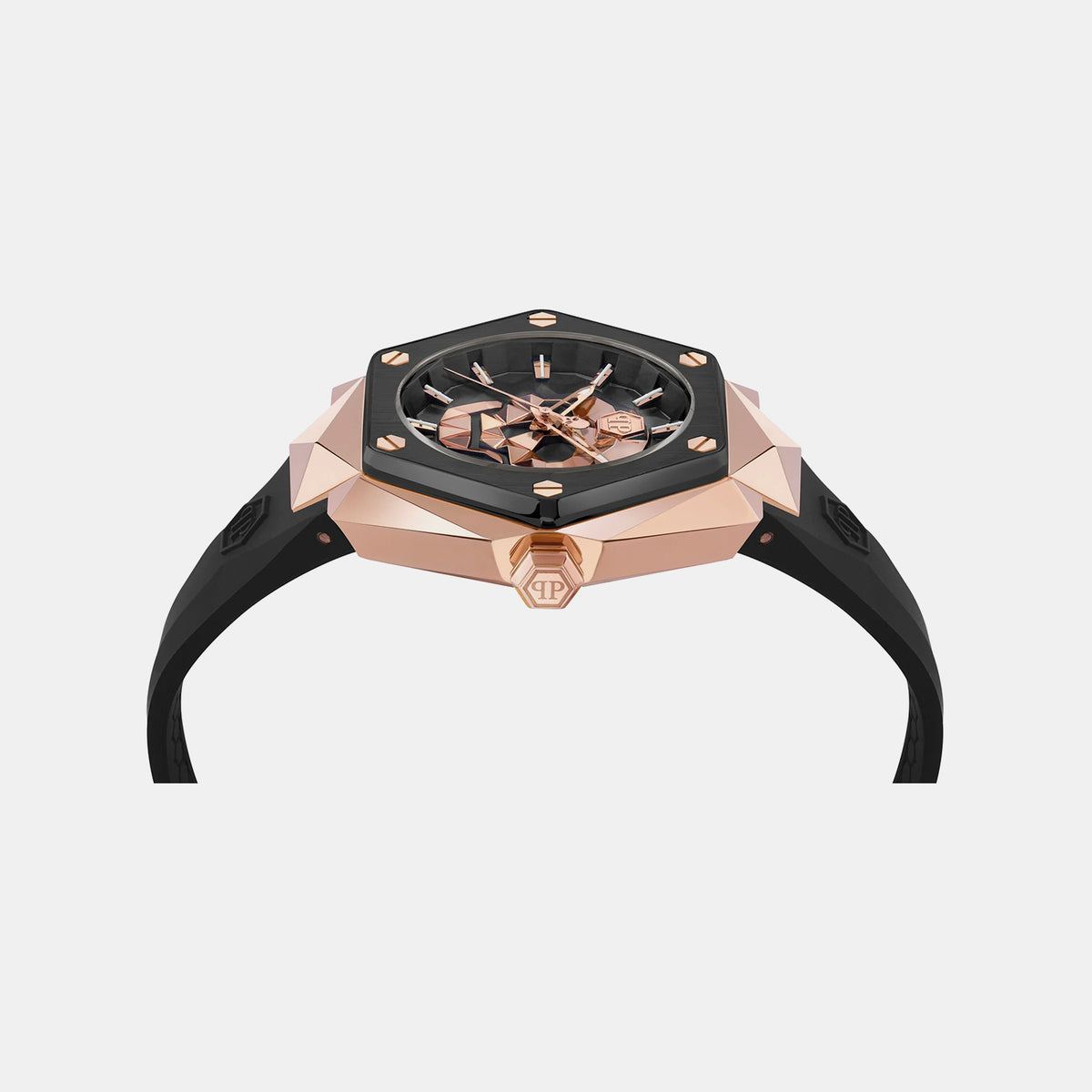 Pwa-The Skull Spikes-Pw Men Quartz Black Dial Analog Silicone Watch PWPWA0224