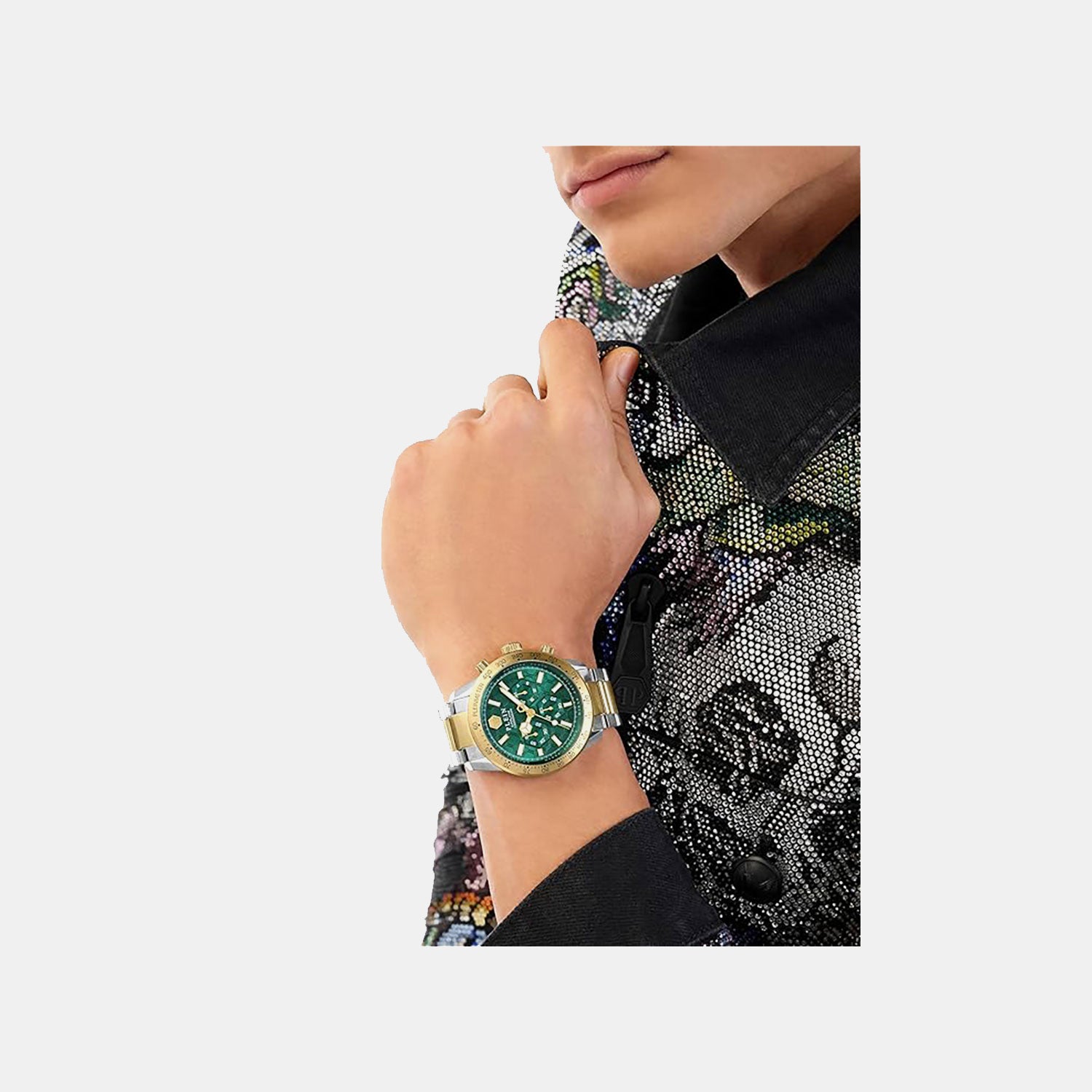 Men Quartz Green Dial Chronograph Stainless Steel Watch PWPYA0524