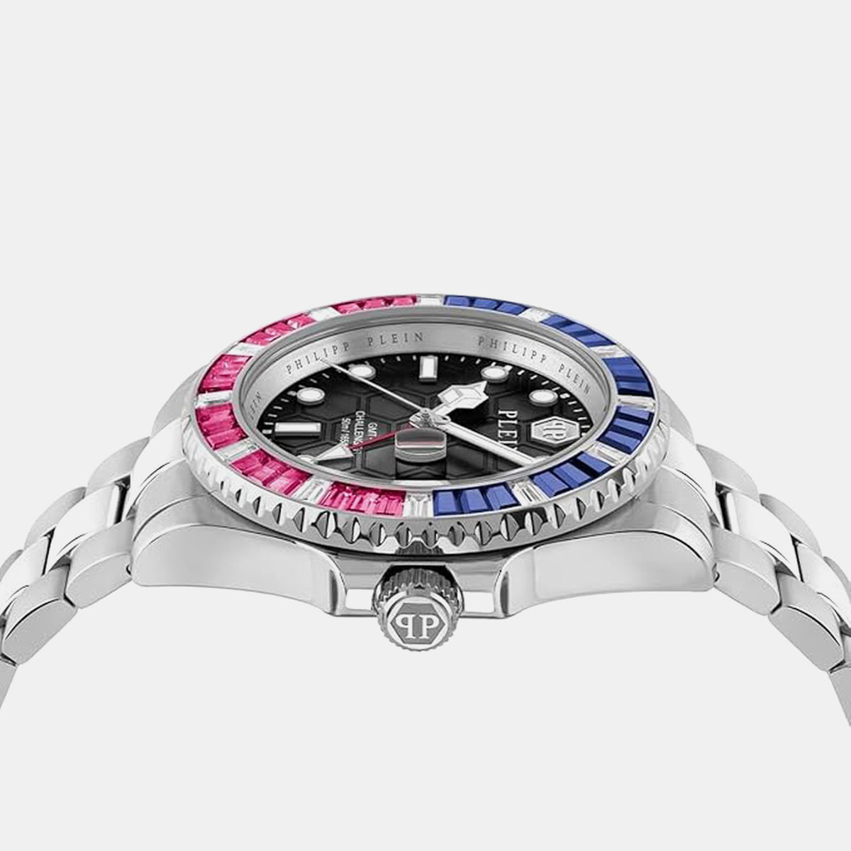 Pza-Gmt-I Challenger Bagu Men Quartz Black Dial Analog Stainless Steel Watch PWPZA0124