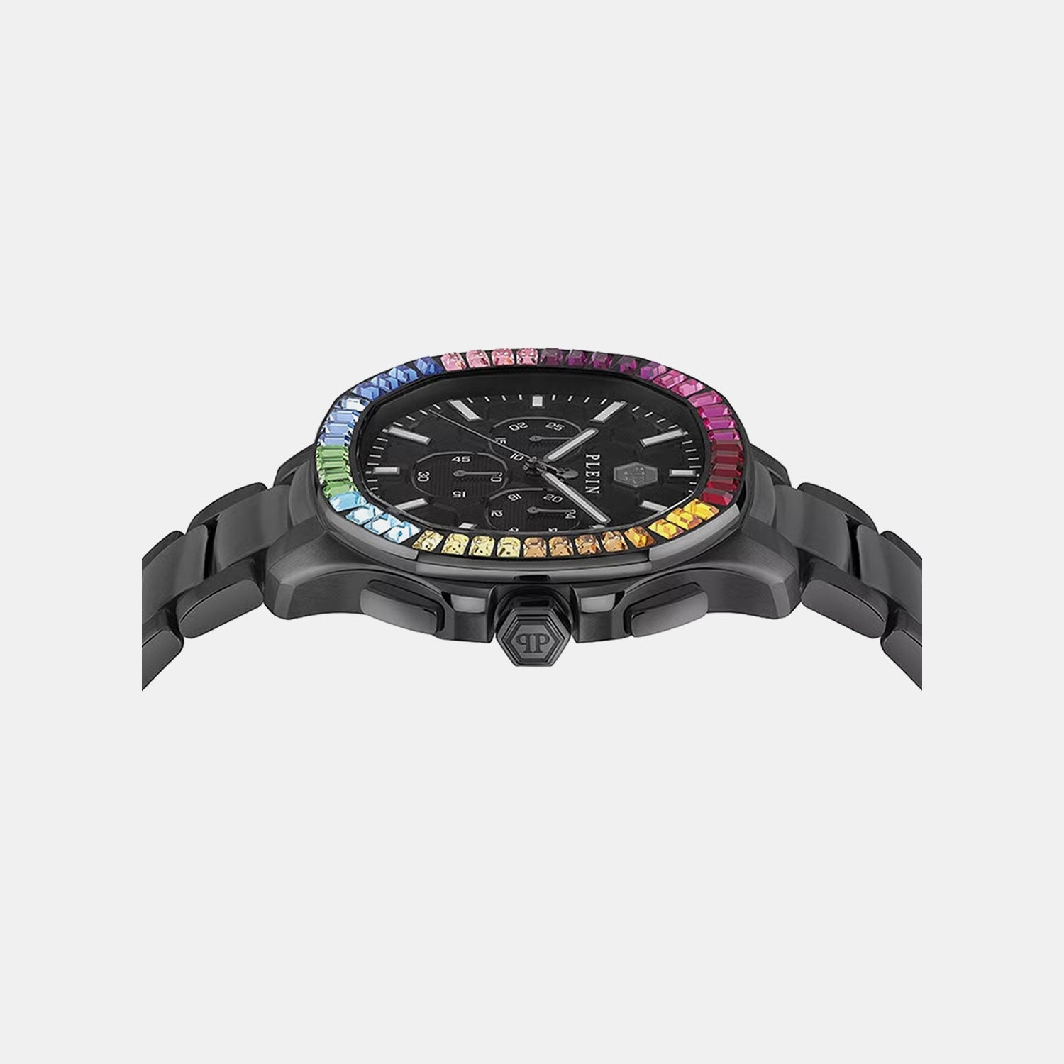 Men Quartz Black Dial Chronograph Stainless Steel Watch PWSAA0723