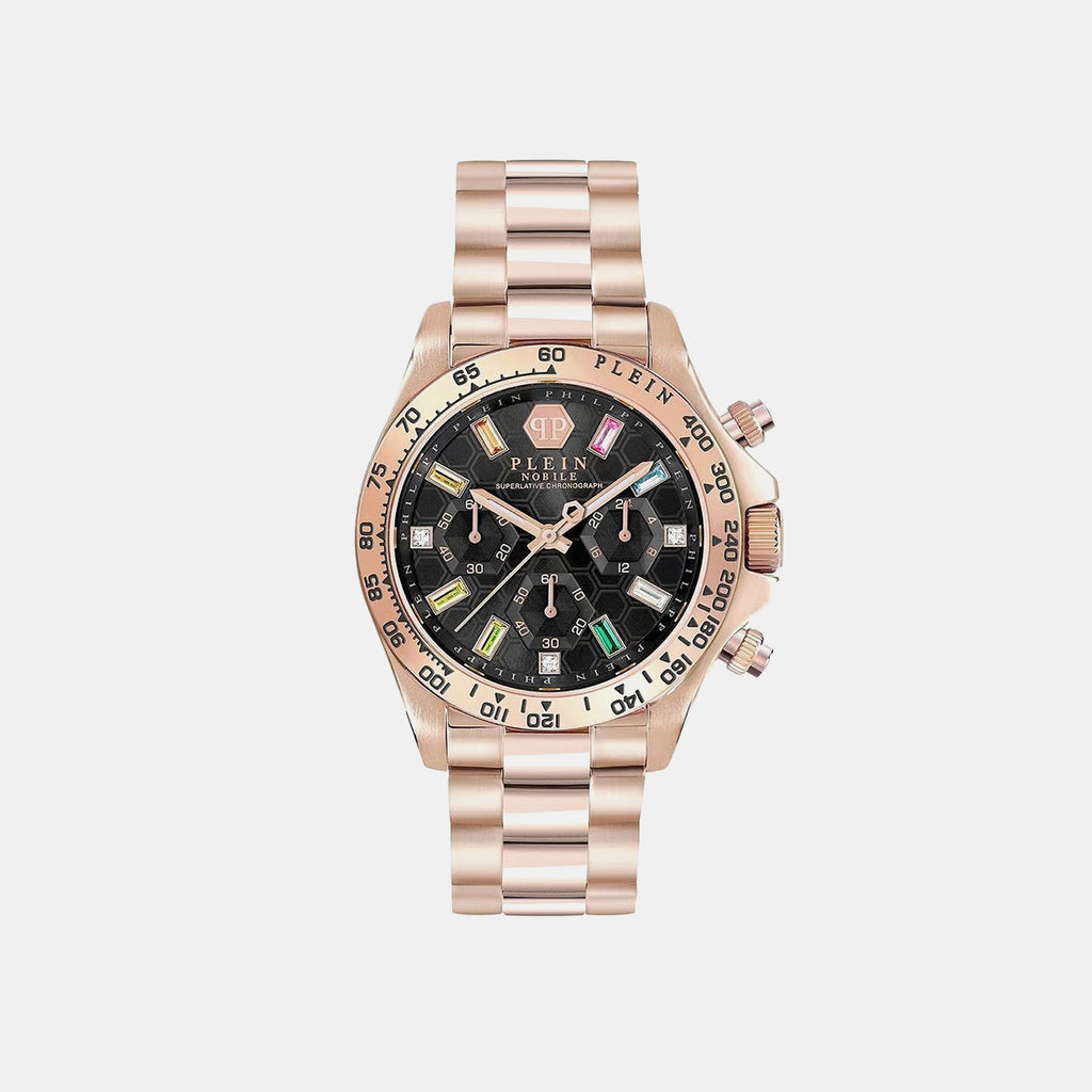 Women Quartz Black Dial Chronograph Stainless Steel Watch PWSBA0423