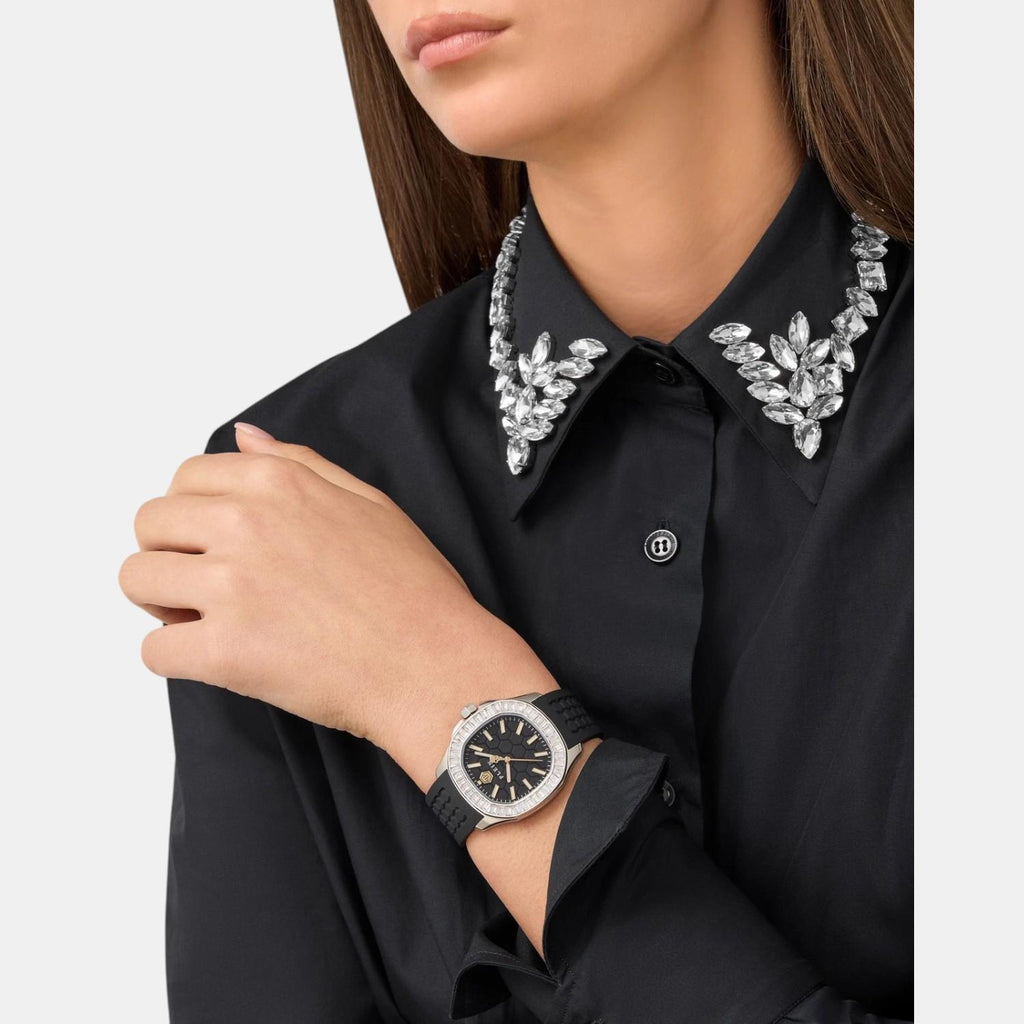 Women Quartz Black Dial Analog Silicone Watch PWTAA0824