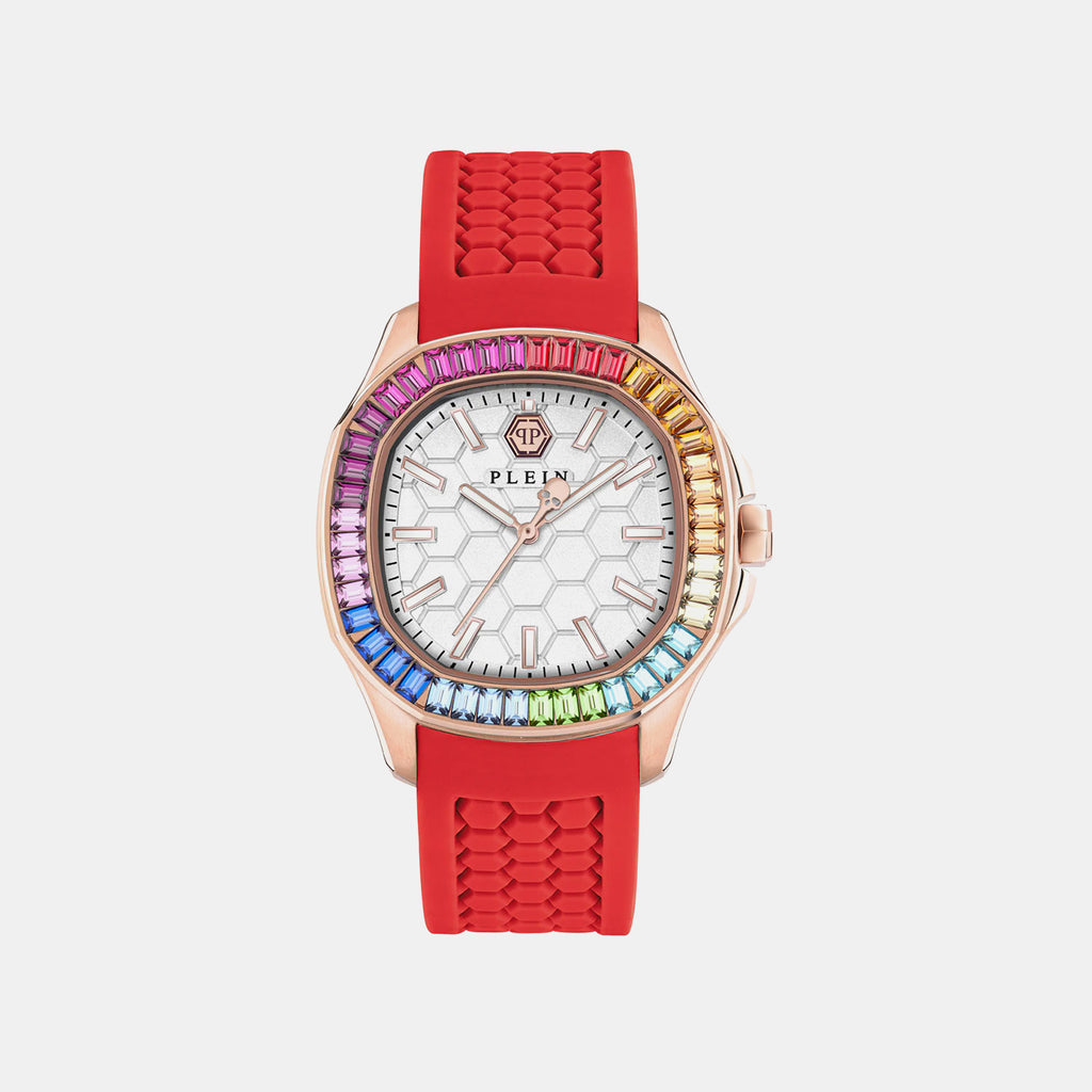 Women Quartz Silver White Dial Analog Silicone Watch PWTAA1024