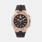 Octagon Male Brown Analog Silicon Watch PWTBA0223