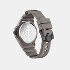 Skeleton Men Quartz Black Dial Analog Silicone Watch PWUBA0323