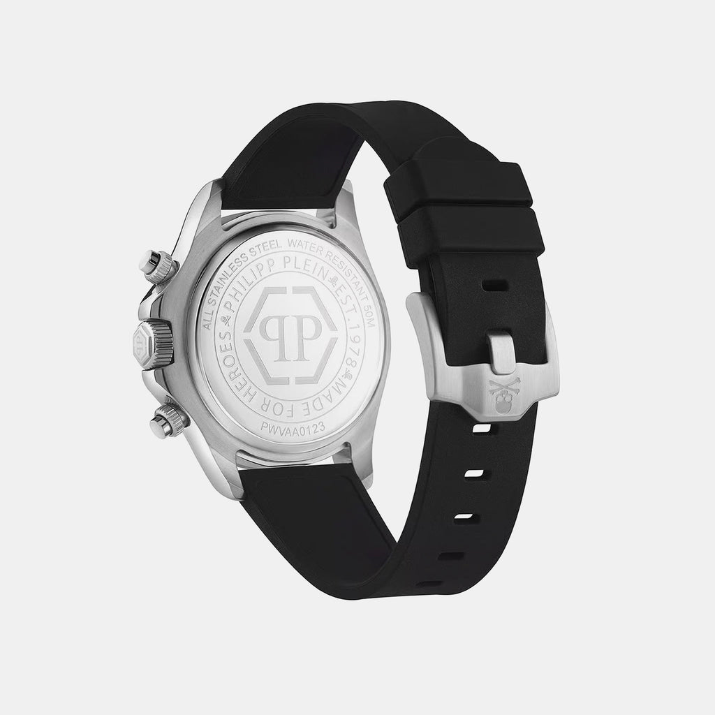 Men Quartz Silver Dial Chronograph Silicone Watch PWVAA0123