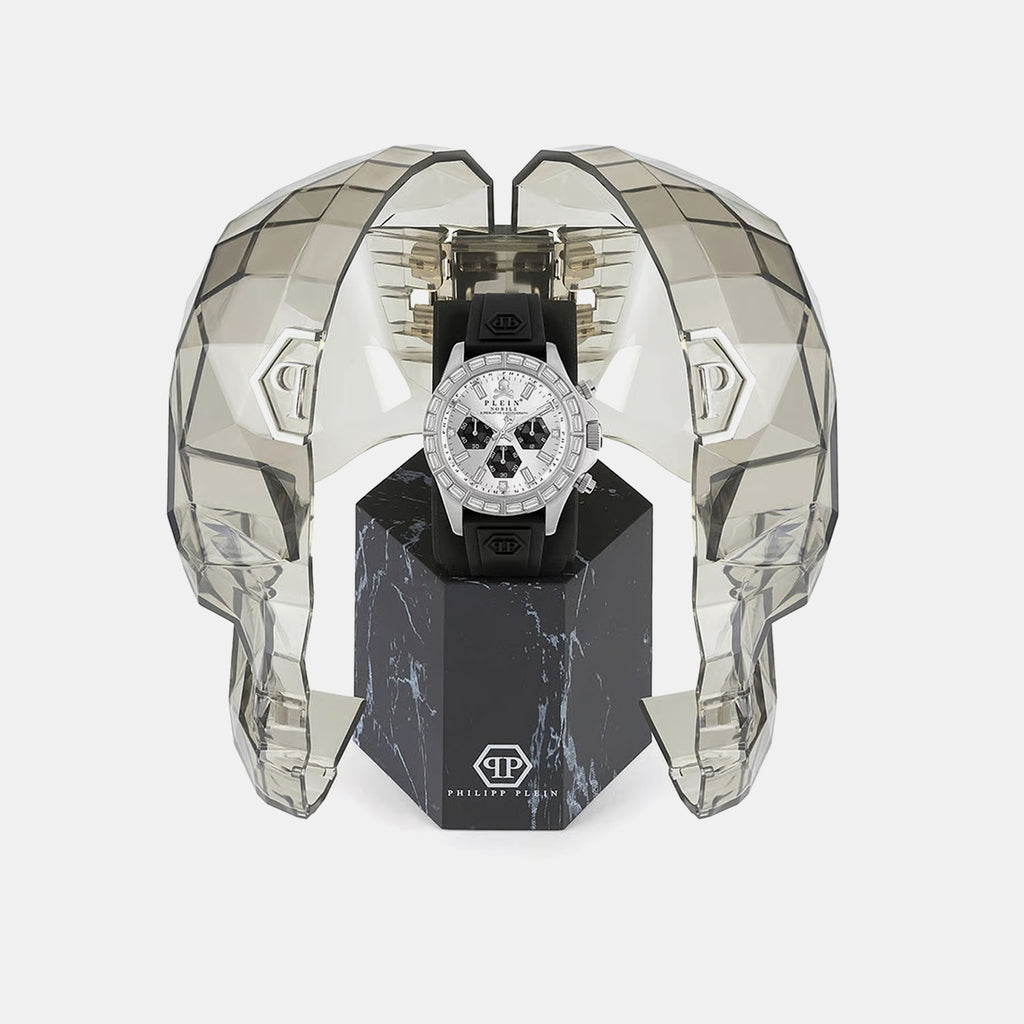 Men Quartz Silver Dial Chronograph Silicone Watch PWVAA0123