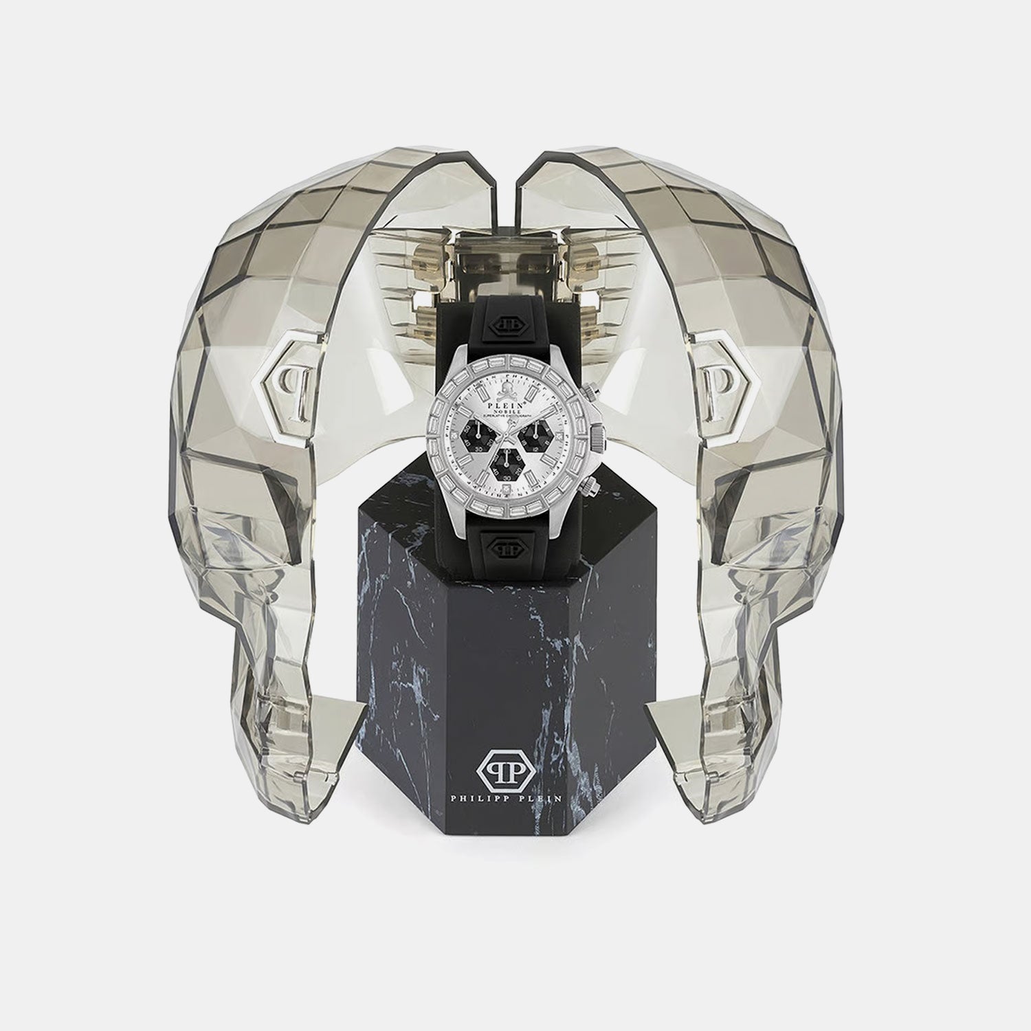 Men Quartz Silver Dial Chronograph Silicone Watch PWVAA0123