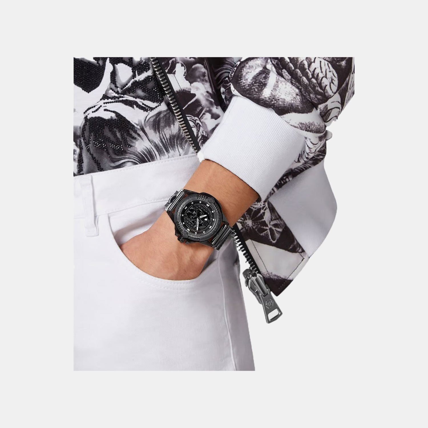 Men Quartz Black Dial Analog Stainless Steel Watch PWWAA0523