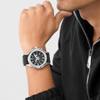 Men Quartz Black Dial Chronograph Silicone Watch PWWFA0125