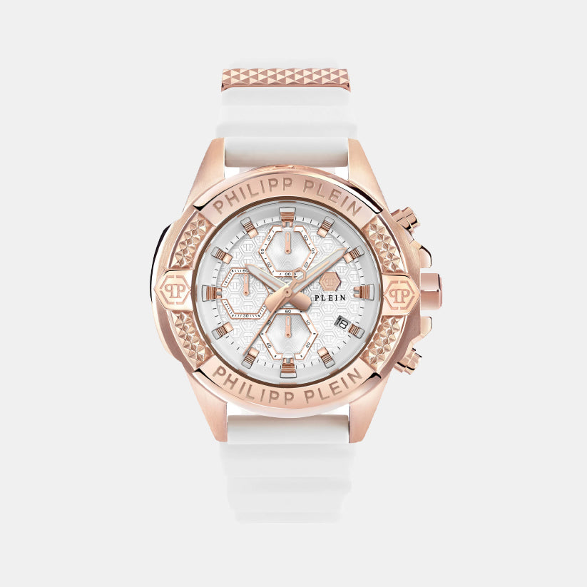 Men Quartz White Dial Chronograph Silicone Watch PWWFA0325