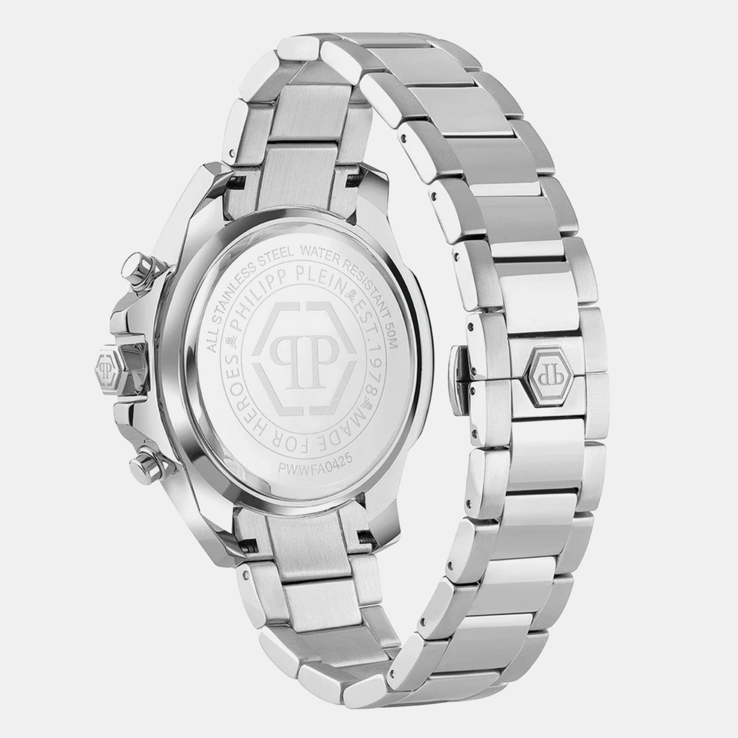 Men Quartz Black Dial Chronograph Stainless Steel Watch PWWFA0425