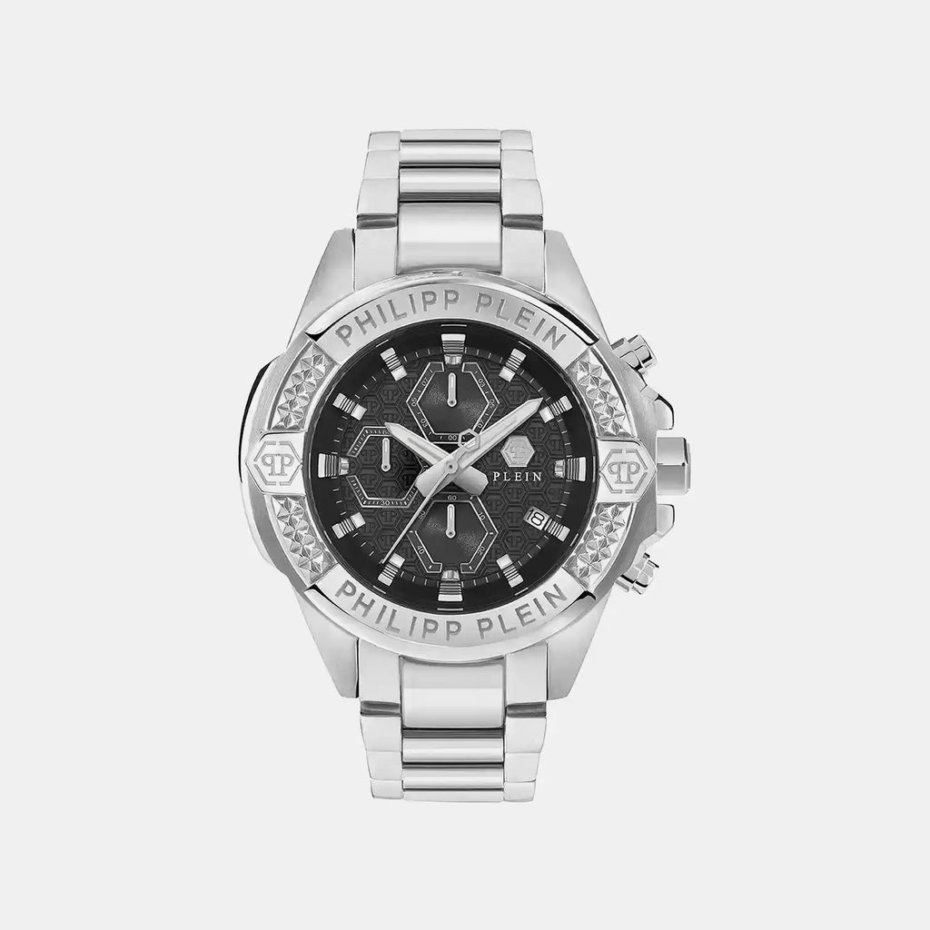 Men Quartz Black Dial Chronograph Stainless Steel Watch PWWFA0425