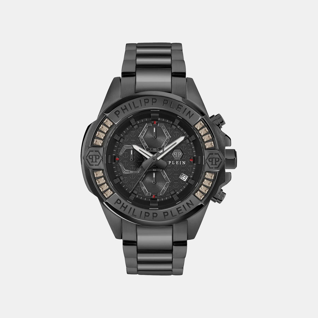 Men Quartz Black Dial Chronograph Stainless Steel Watch PWWFA0725