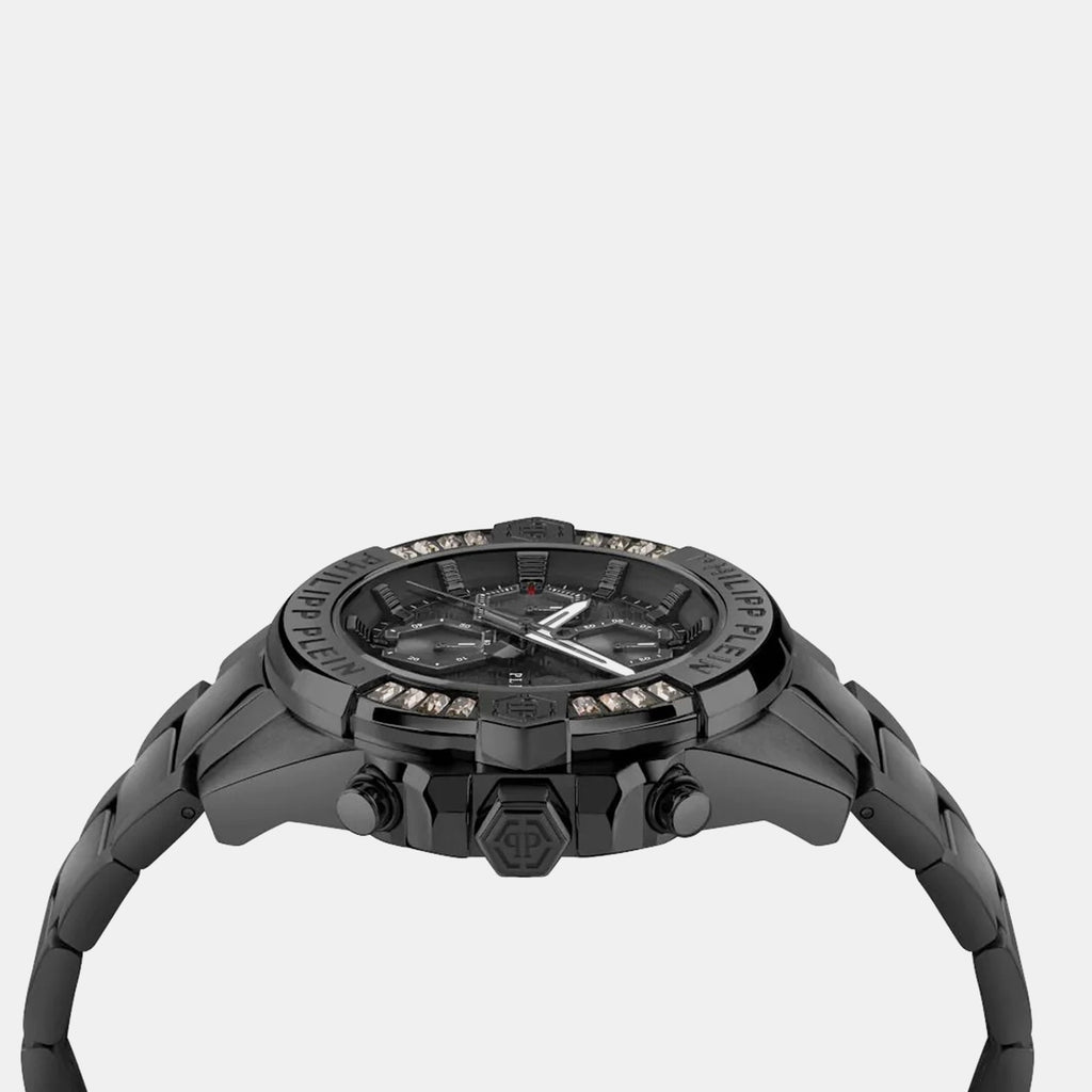 Men Quartz Black Dial Chronograph Stainless Steel Watch PWWFA0725