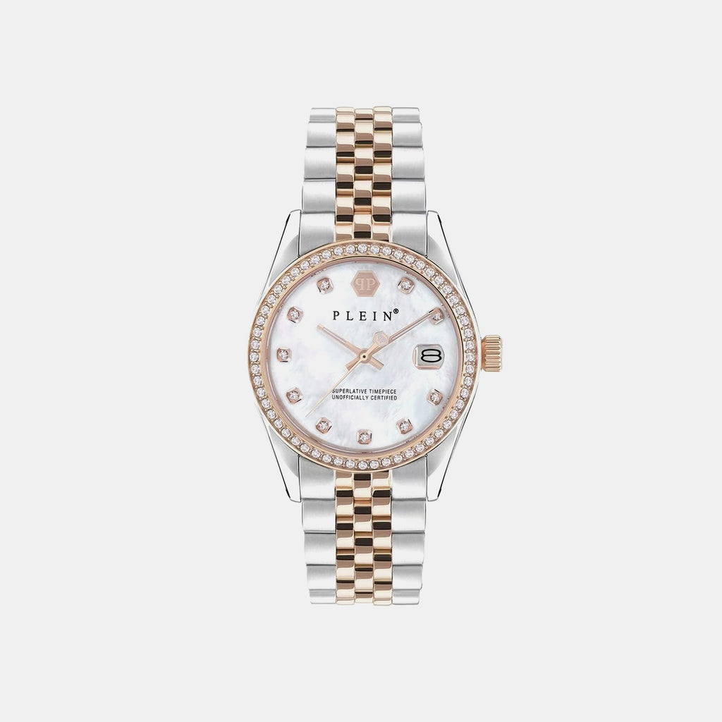 Yaa-Date Superlative 36Mm Women Quartz White Dial Analog Stainless Steel Watch PWYAA0223