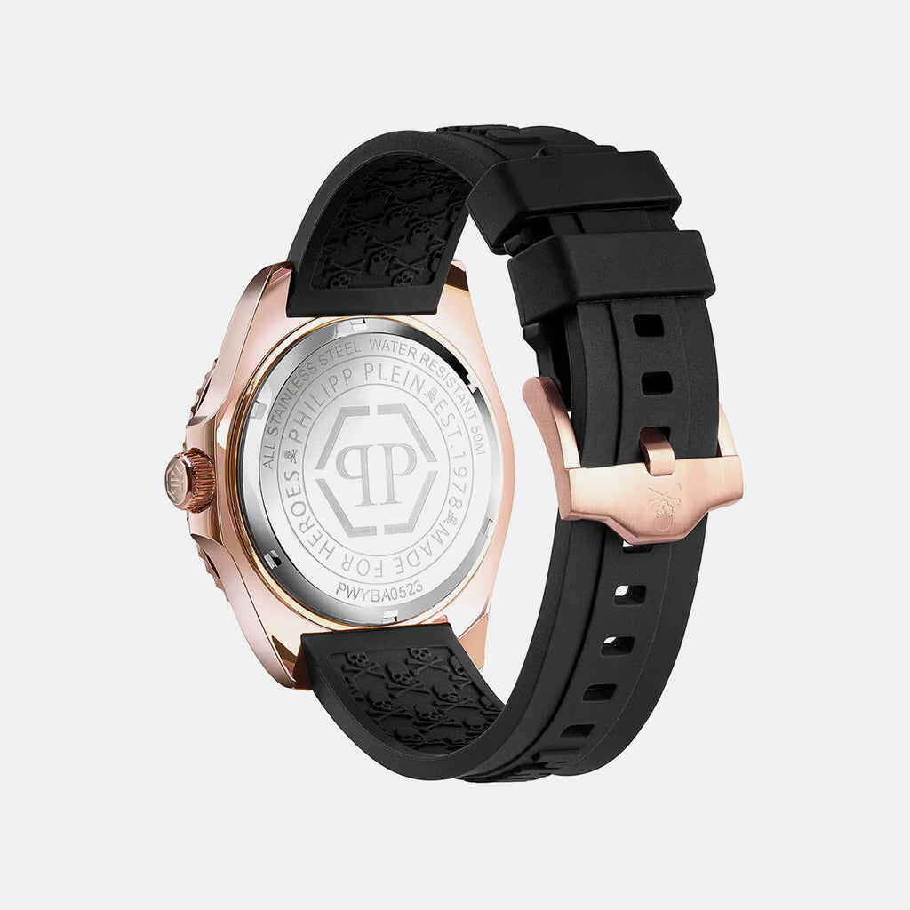 Men GMT Black Dial Analog Silicone Watch PWYBA0523