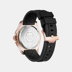 Men GMT Black Dial Analog Silicone Watch PWYBA0523