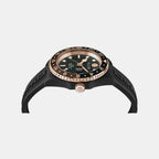 Men GMT Black Dial Analog Silicone Watch PWYBA0823