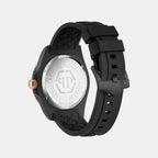 Men GMT Black Dial Analog Silicone Watch PWYBA0823