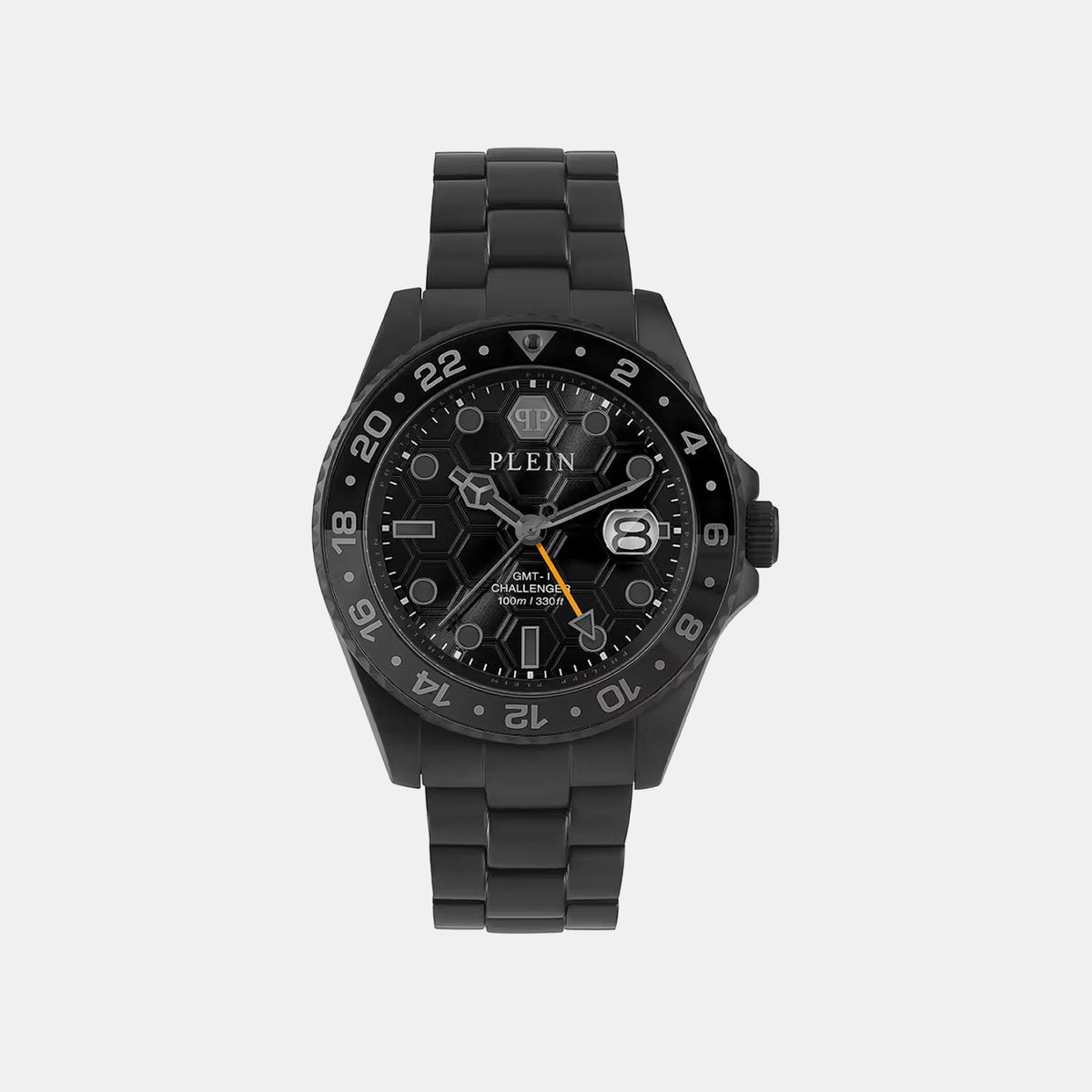 Yba-Gmt-I Challenger Men Quartz Black Dial Analog Stainless Steel Watch PWYBA0923