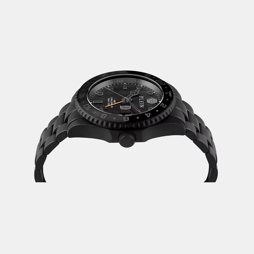 Men GMT Black Dial Analog Stainless Steel Watch PWYBA0923