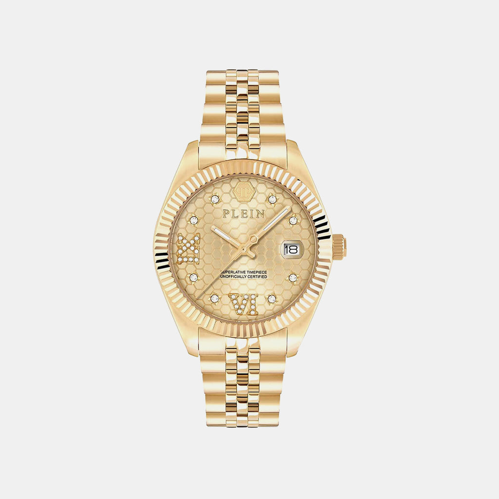 Superlative Women Quartz Champagne Dial Analog Metal Watch PWYFA0425