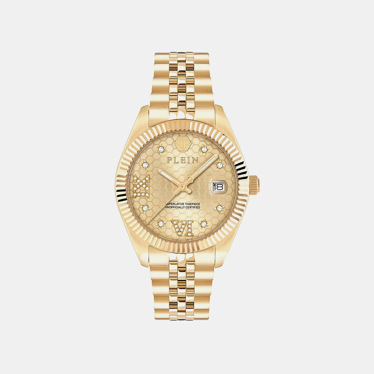 Superlative Women Quartz Gold Dial Analog Stainless Steel Watch PWYFA0425