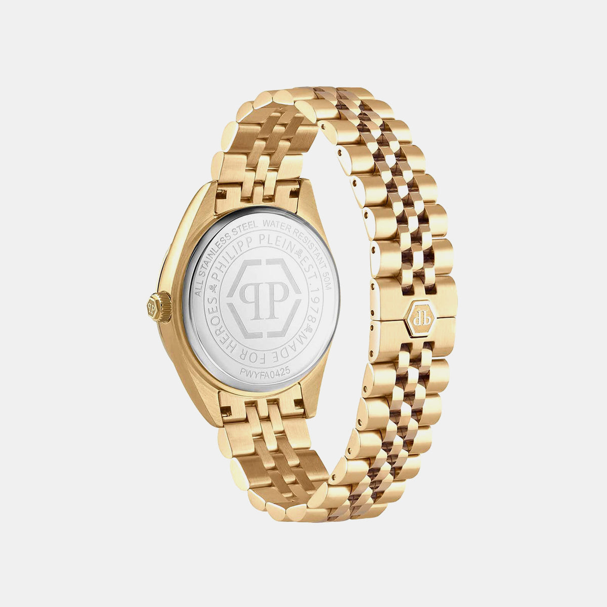 Superlative Women Quartz Gold Dial Analog Stainless Steel Watch PWYFA0425