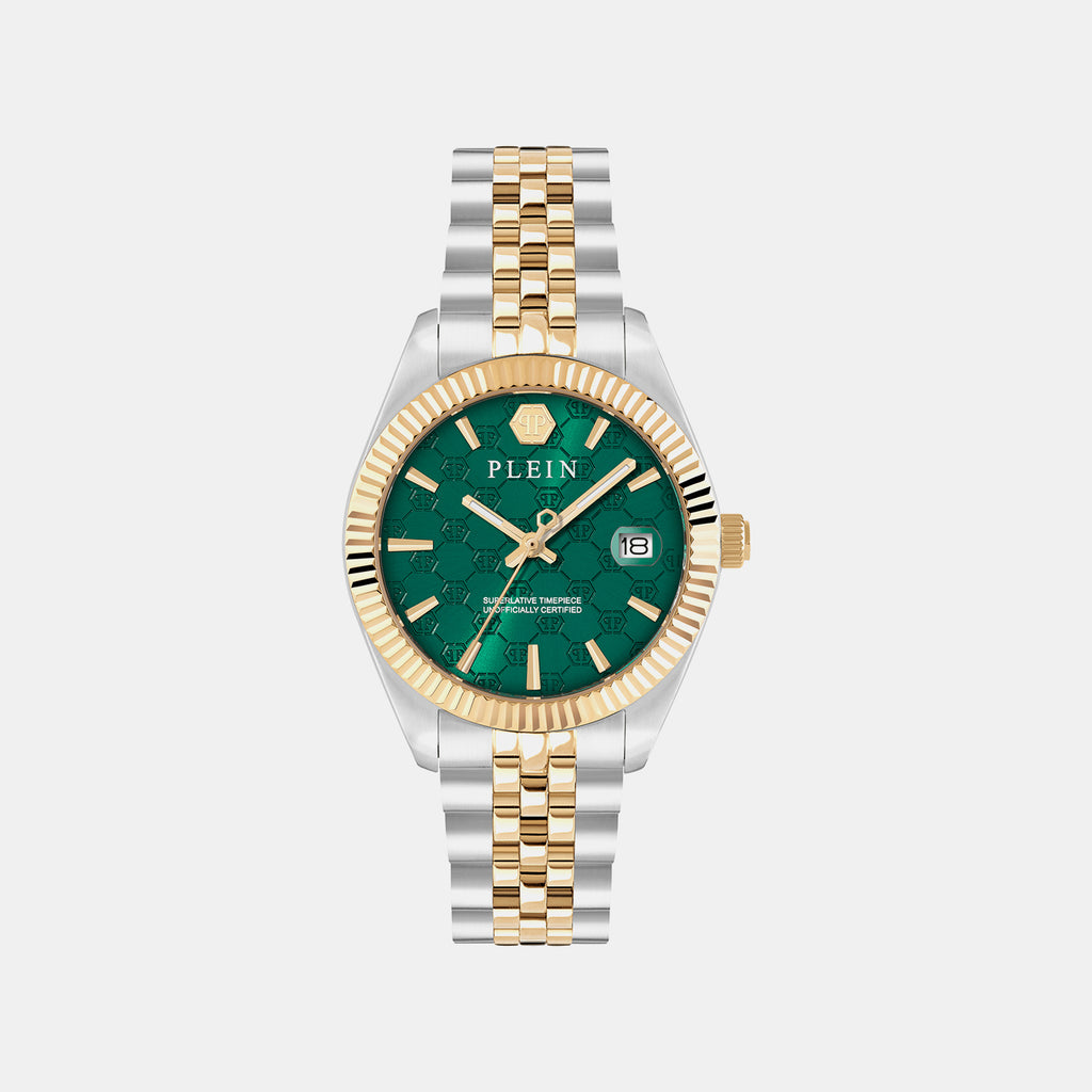 Women Quartz Green Dial Analog Stainless Steel Watch PWYFA0926