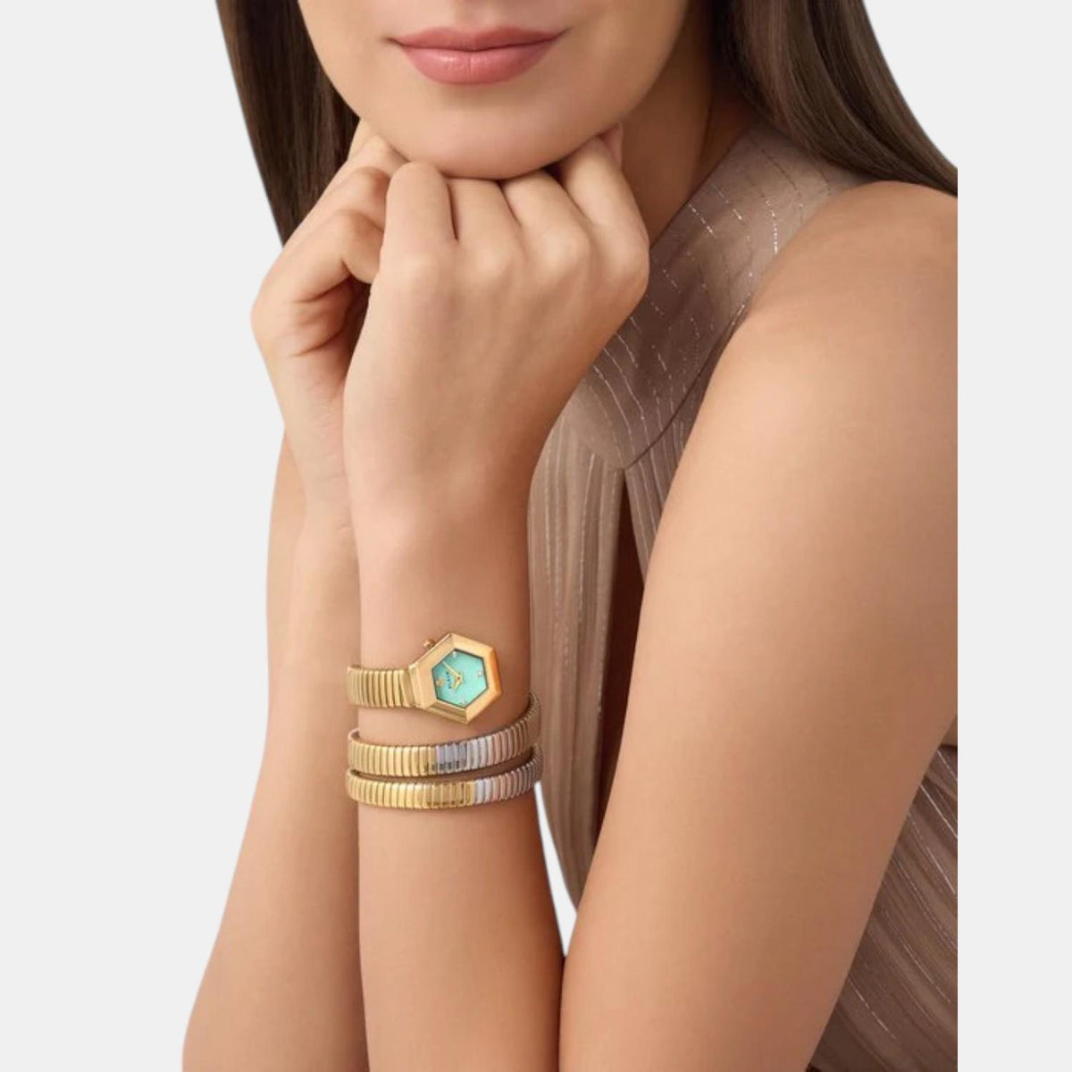 Women Quartz Turquoise Dial Analog Stainless Steel Watch PWZAA0725