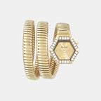 Women Quartz Gold Dial Analog Stainless Steel Watch PWZAA1025