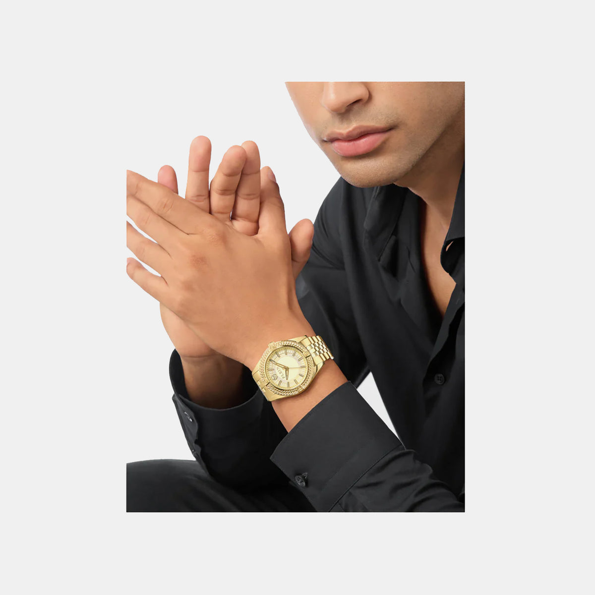 Plein Icon Chain Men Quartz Gold Dial Analog Stainless Steel Watch PWZFA0325