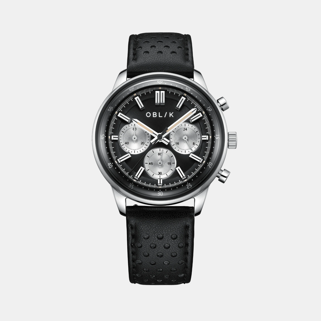 Panda Reverso Men Quartz Two Tone Dial Chronograph Leather Watch