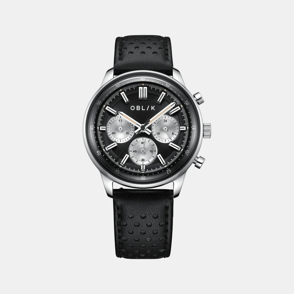 Panda Reverso Men Quartz Black Dial Chronograph Leather Watch